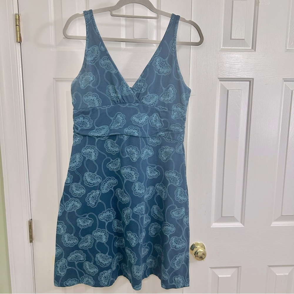 Patagonia Margot Lotus Teal Blue Floral Athleisure Dress Size Large